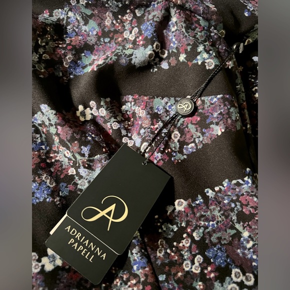 Adrianna Pappell Elbow Sleeves Floral Black Dress Size 8 - Picture 9 of 10